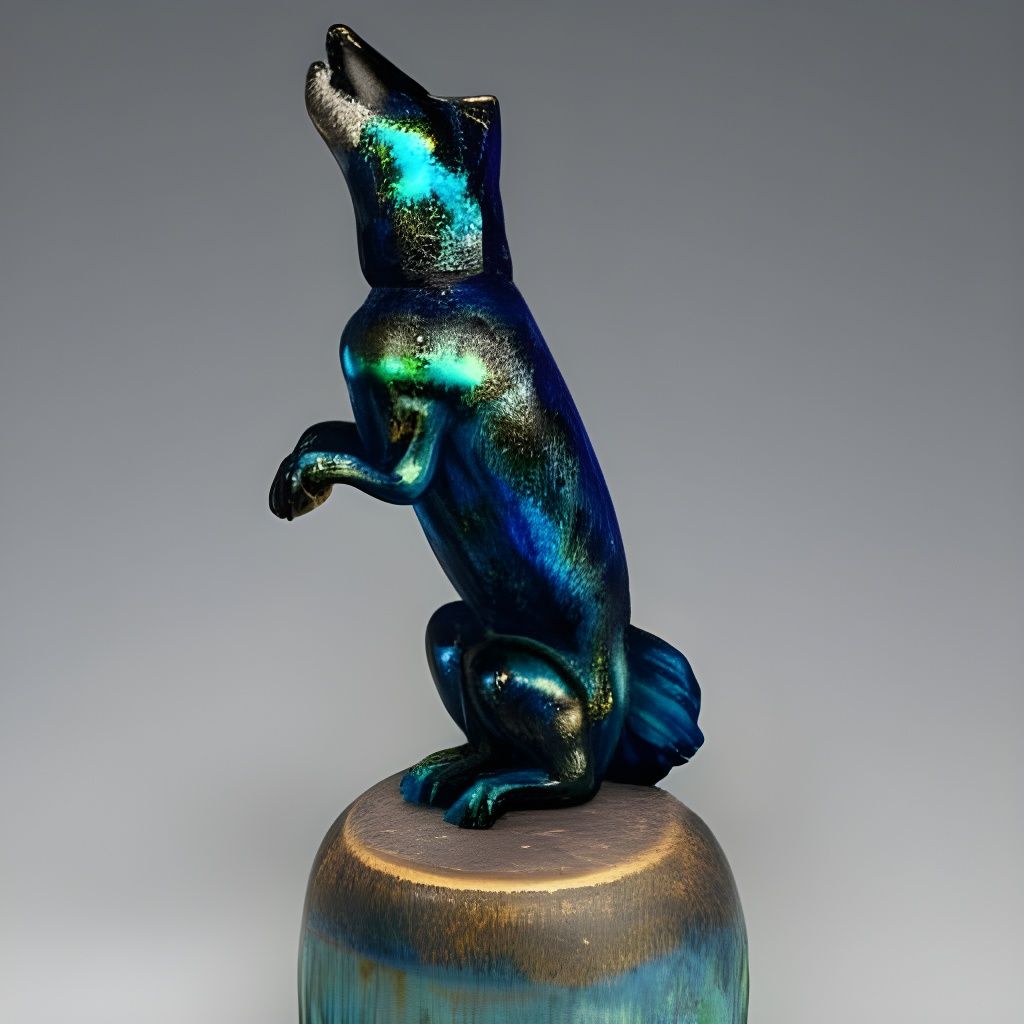 Ancient Roman Glass Wolf Figurine with Patina