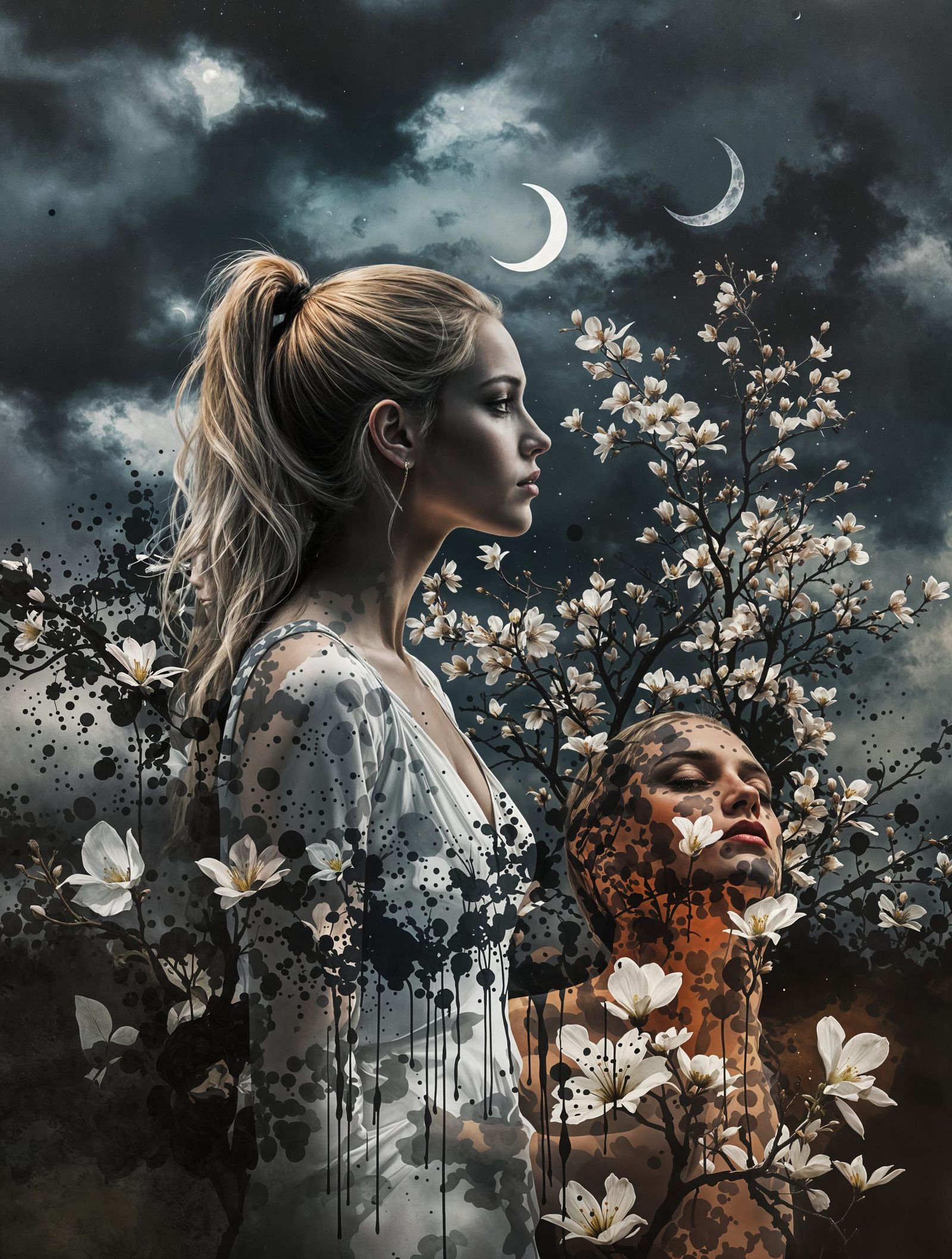 Surreal Goddess in Moody Landscape