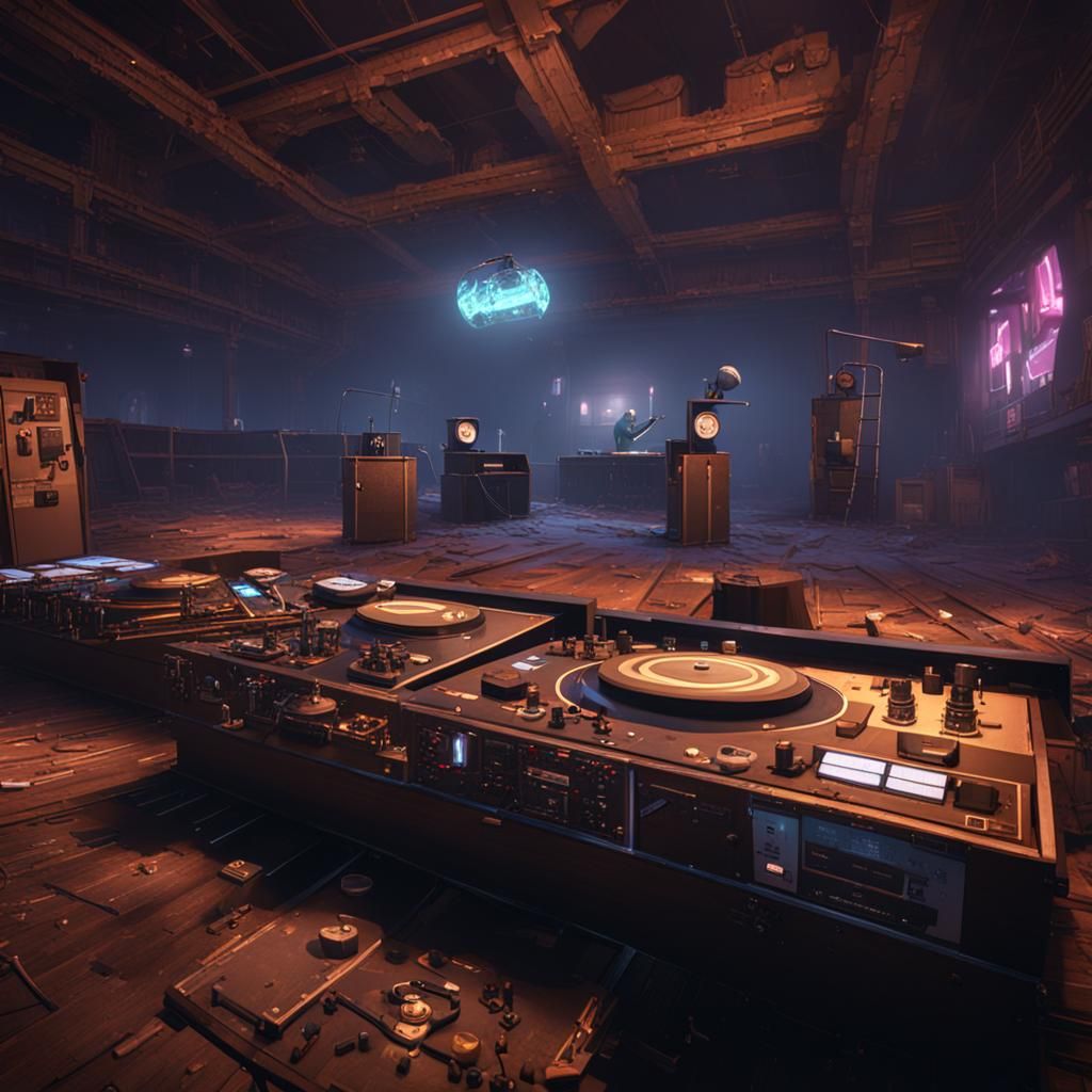 Stinkmeaner DJ in Abandoned Club, 3D Game Render