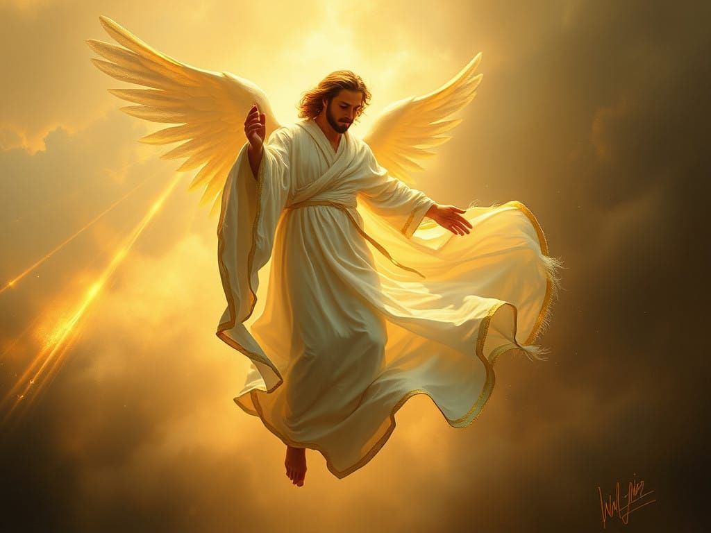 Ethereal Divine Being Vanishes in Golden Glow