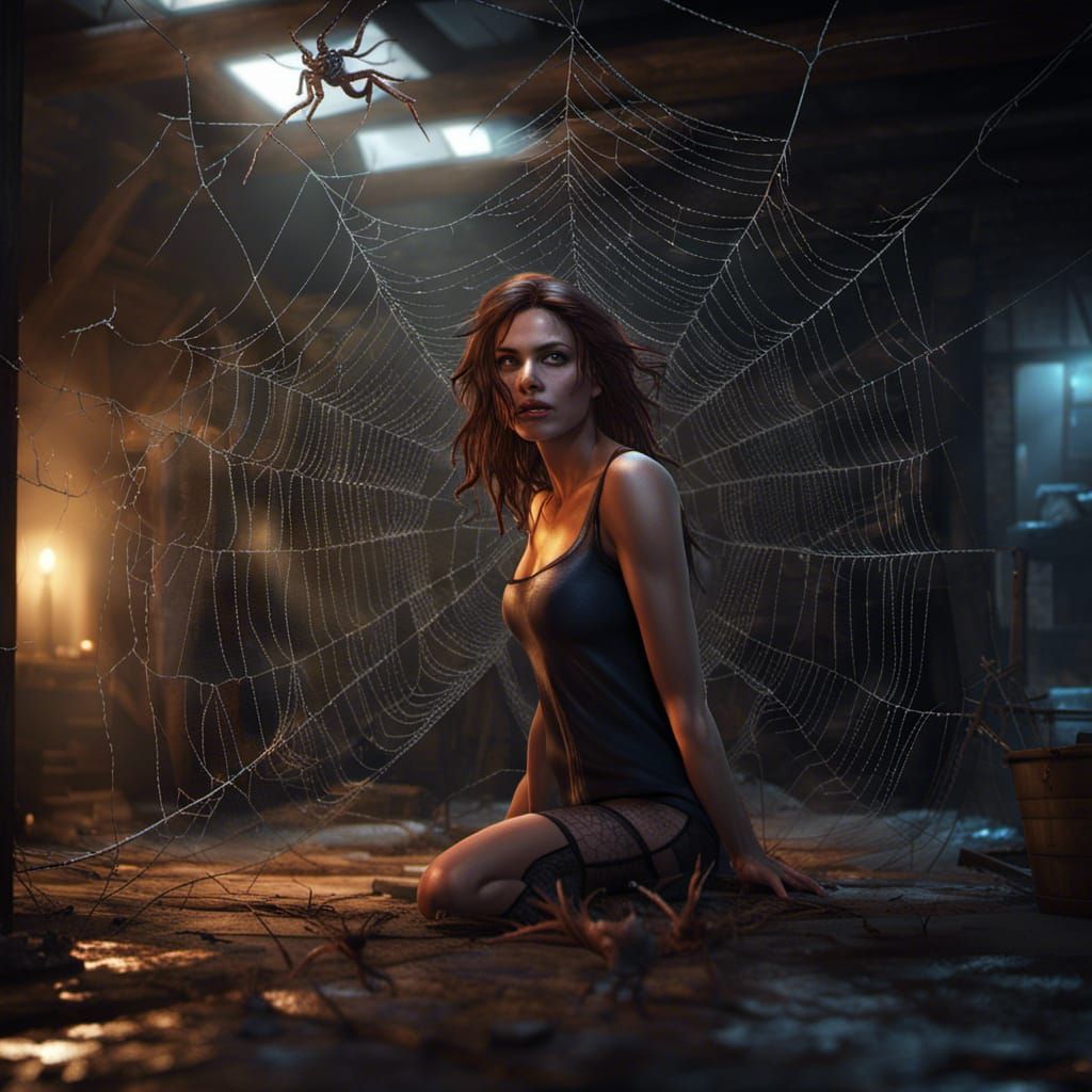 Woman in Spiderweb: Dark Fantasy Concept Art