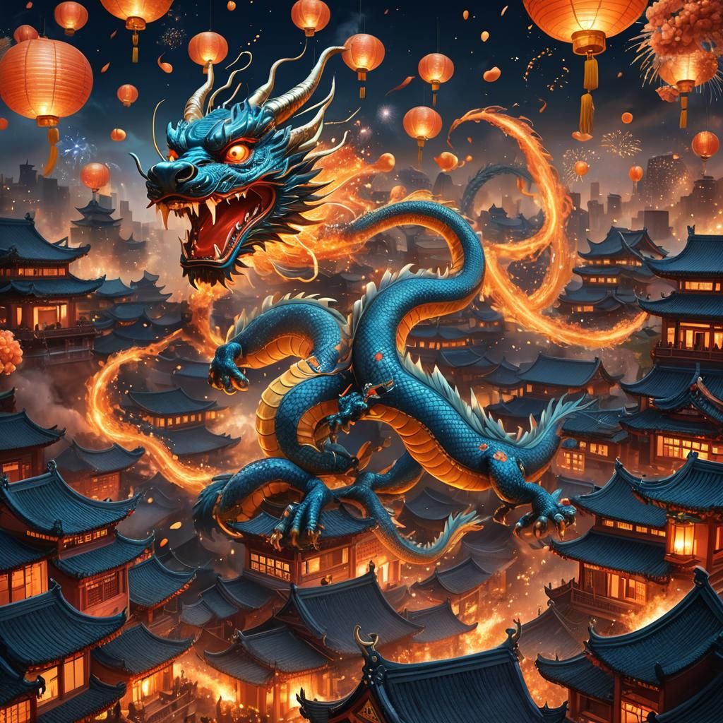 Chinese Dragon in Fantasy Digital Matte Painting