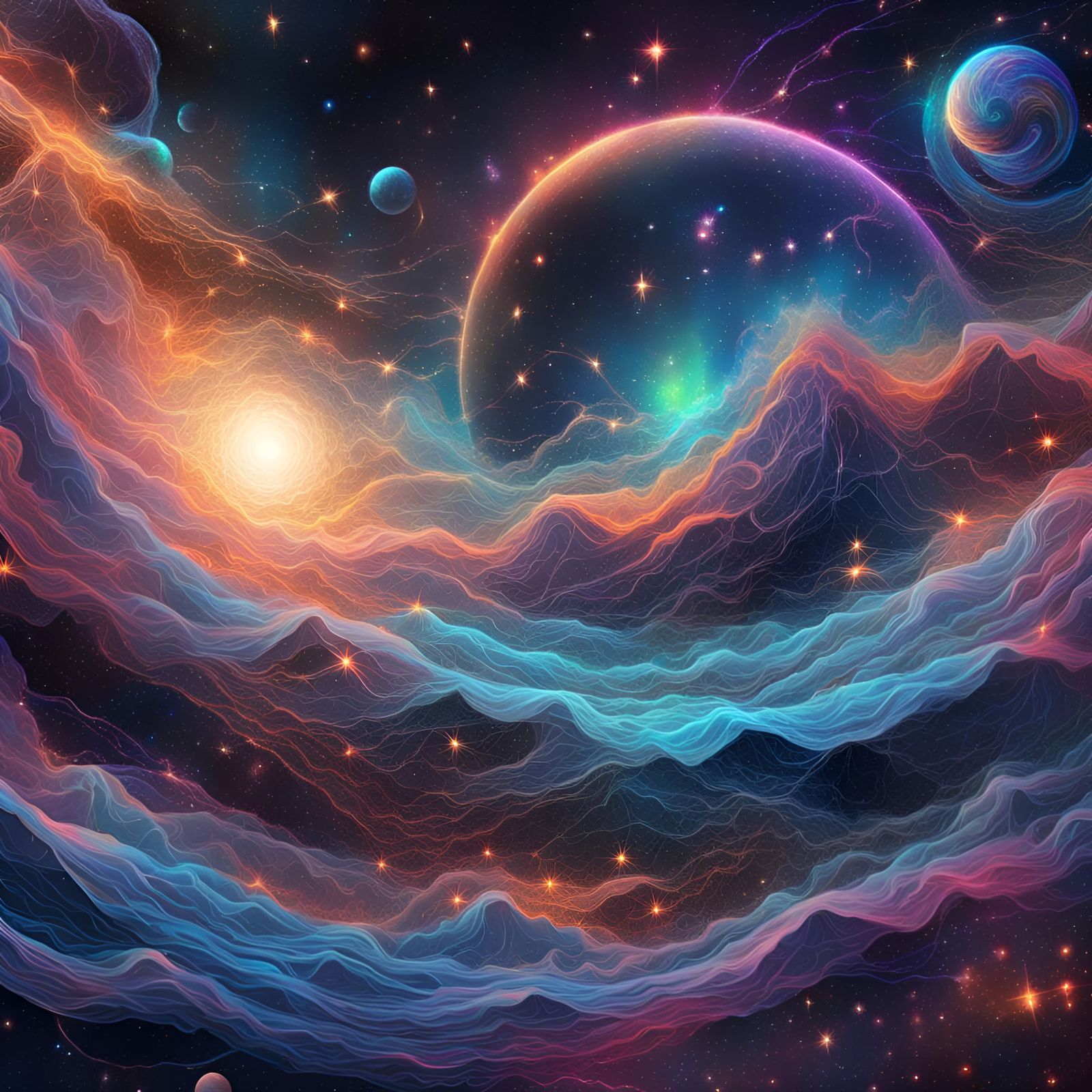 Cosmic Sound Waves Disrupting Space-Time: Astral Illustratio...