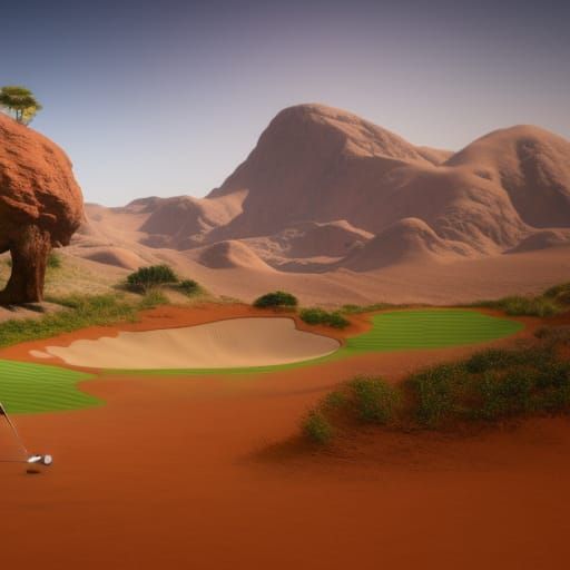 Tiger Woods Golfing on Mars: Digital Art