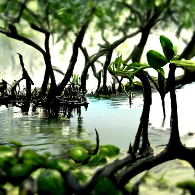 Detailed Matte Painting of a Mangrove Swamp