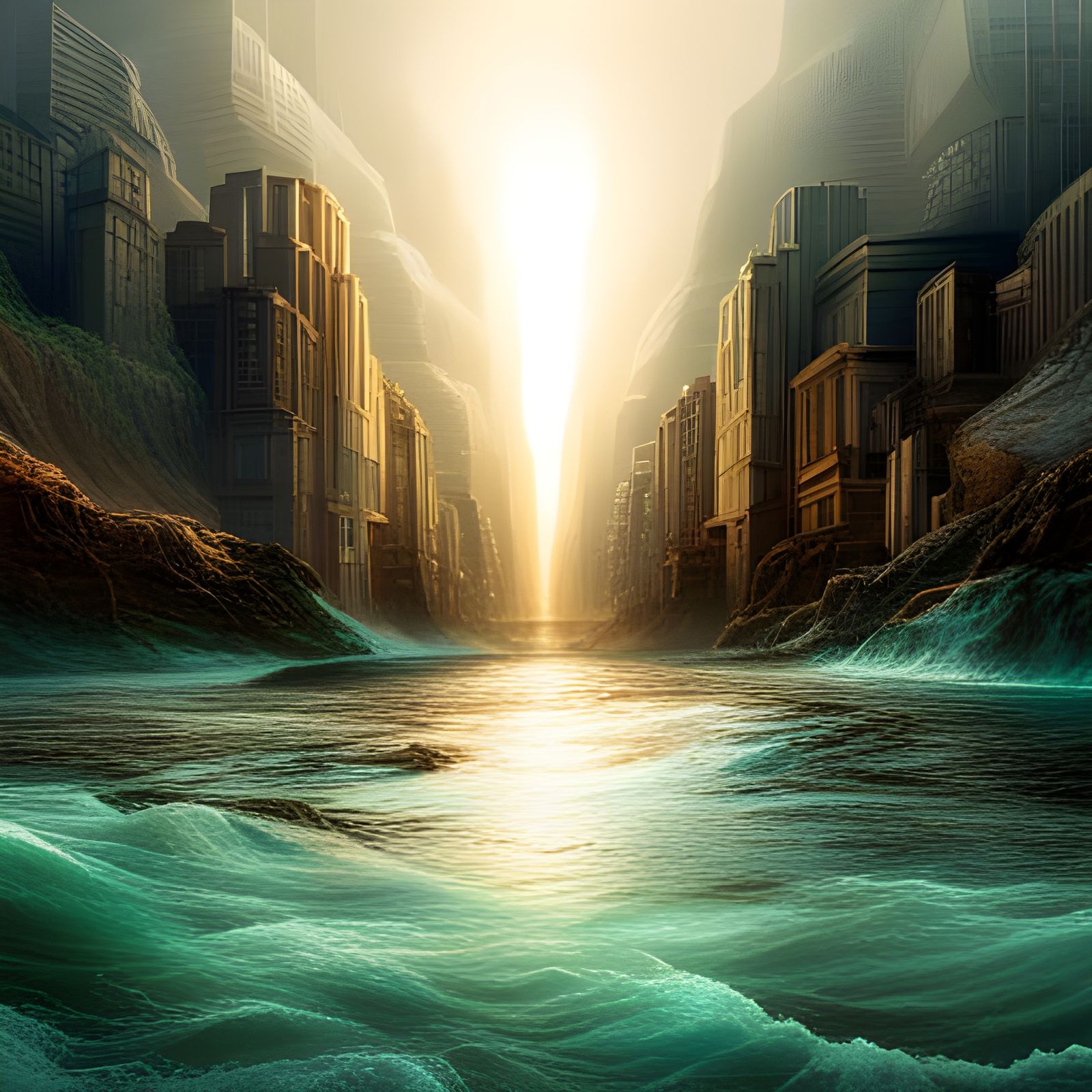 Epic Electronic Music Landscape: AI Digital Art