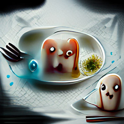 Cute Anime Ghost Amongst Food
