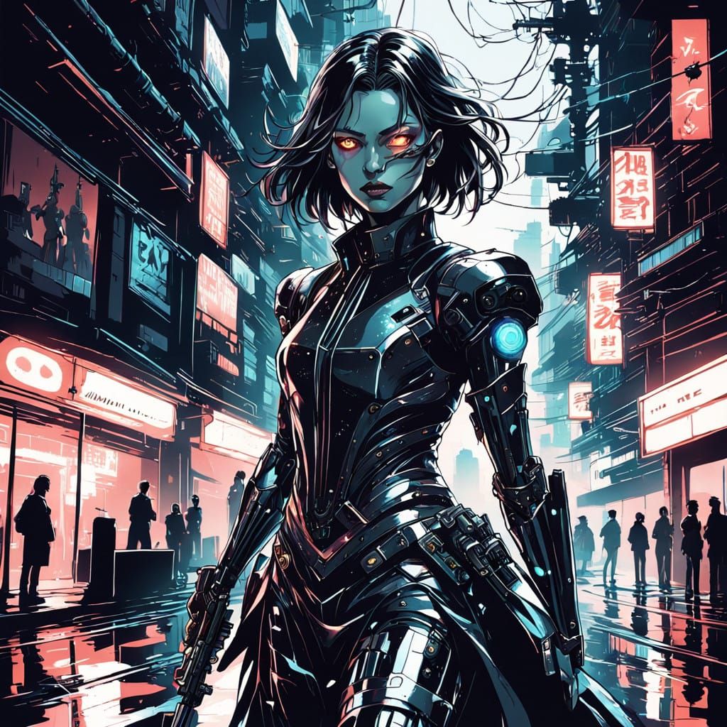 Surreal Cyberpunk Samurai Vampire