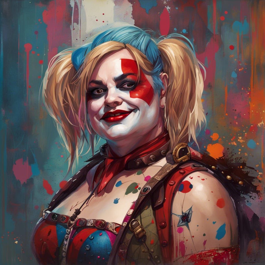 Comedian Cosplaying Harley Quinn in Fantasy Art Style