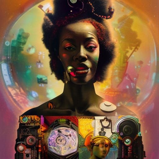 Afrofuturistic Collage Art Portrait in 8k Resolution