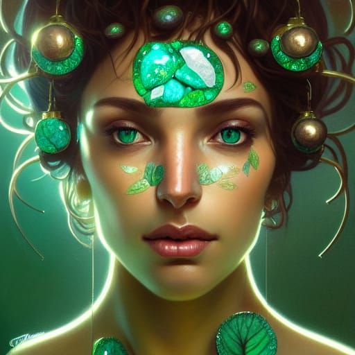 Emerald Dryad Man in Forest, Detailed Concept Art