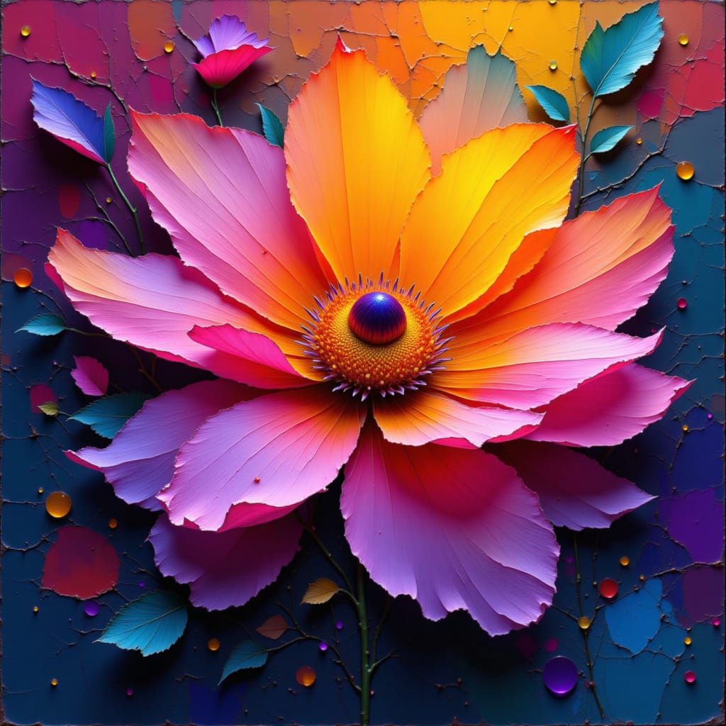 Exotic Flower with Translucent Petals in Art Nouveau Style