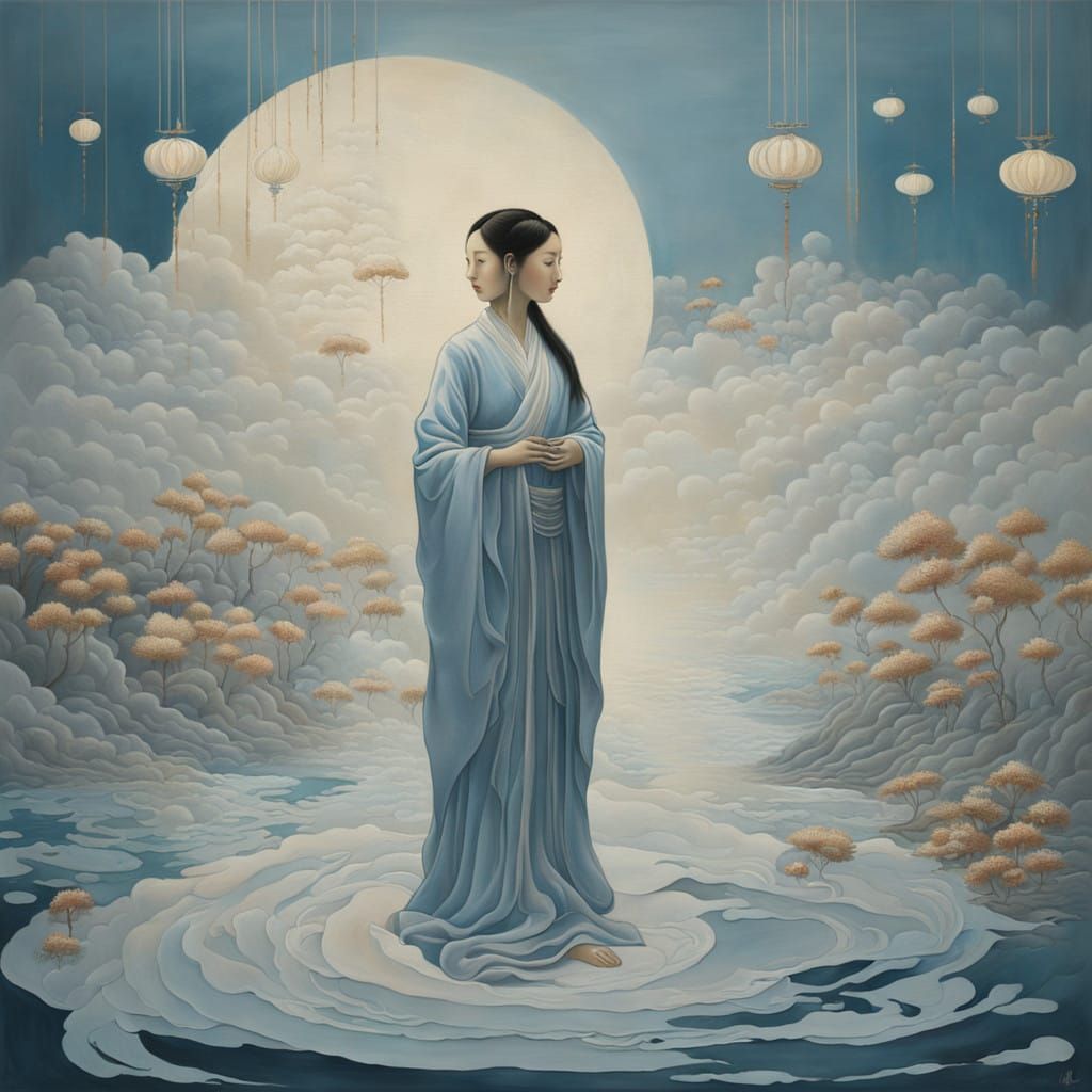 Taoist Maiden in Surreal Dreamscape