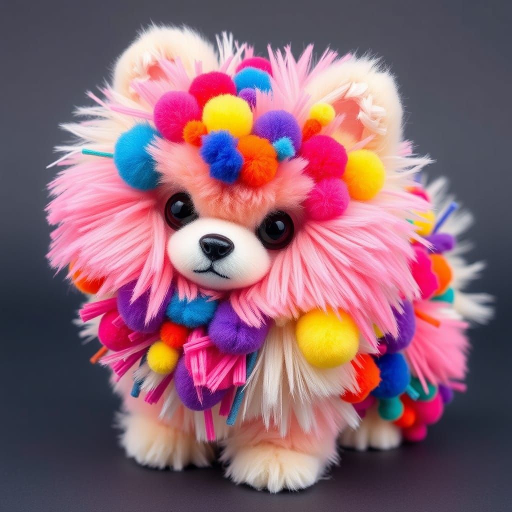 Colorful Pom Pom Pomeranian in Pop Art Style