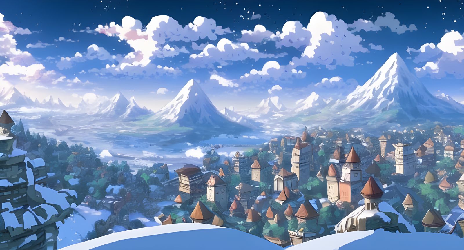Winter in Hyrule: Anime-Style Mountain Village