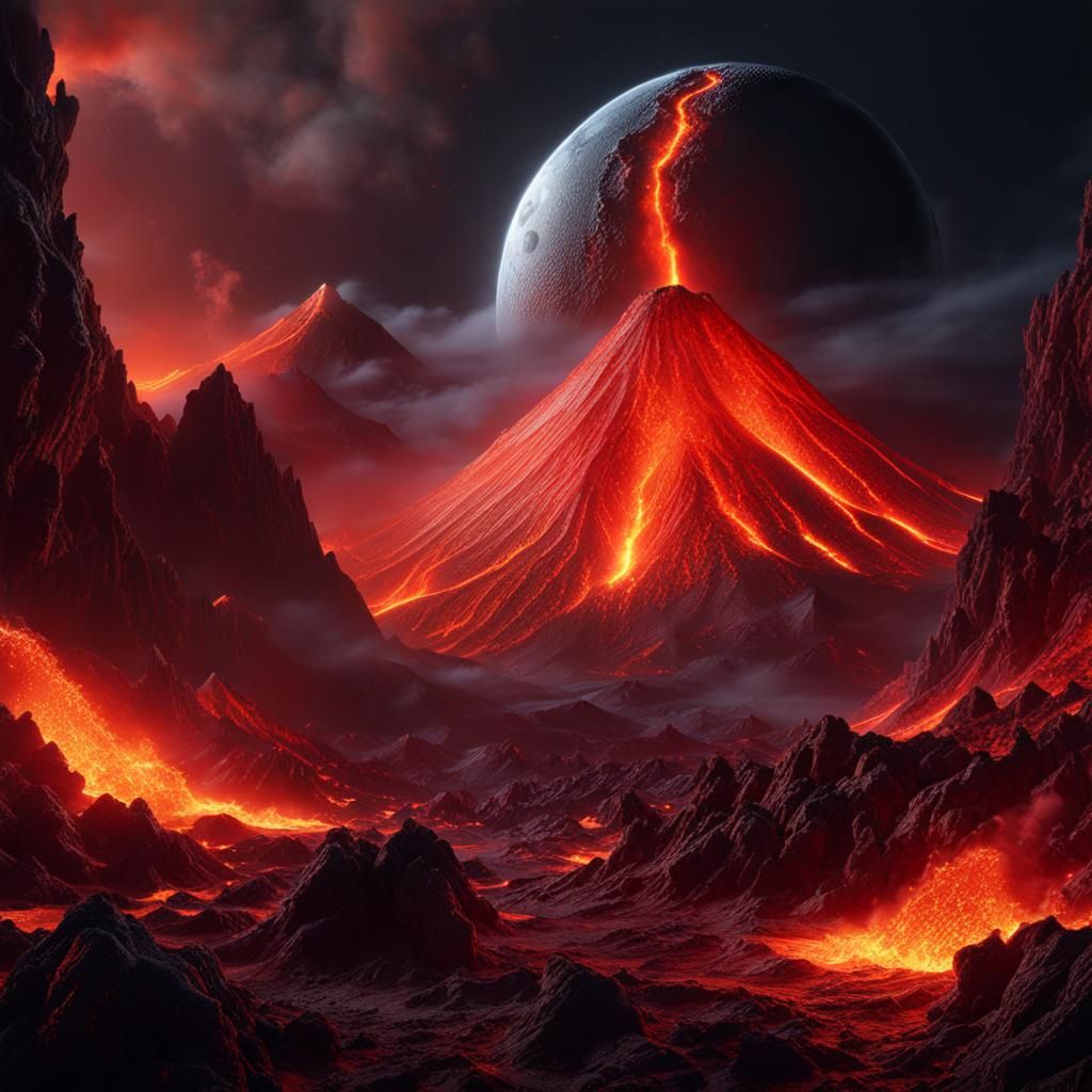 Volcanic Moon Impact: A Fantastical Eruption