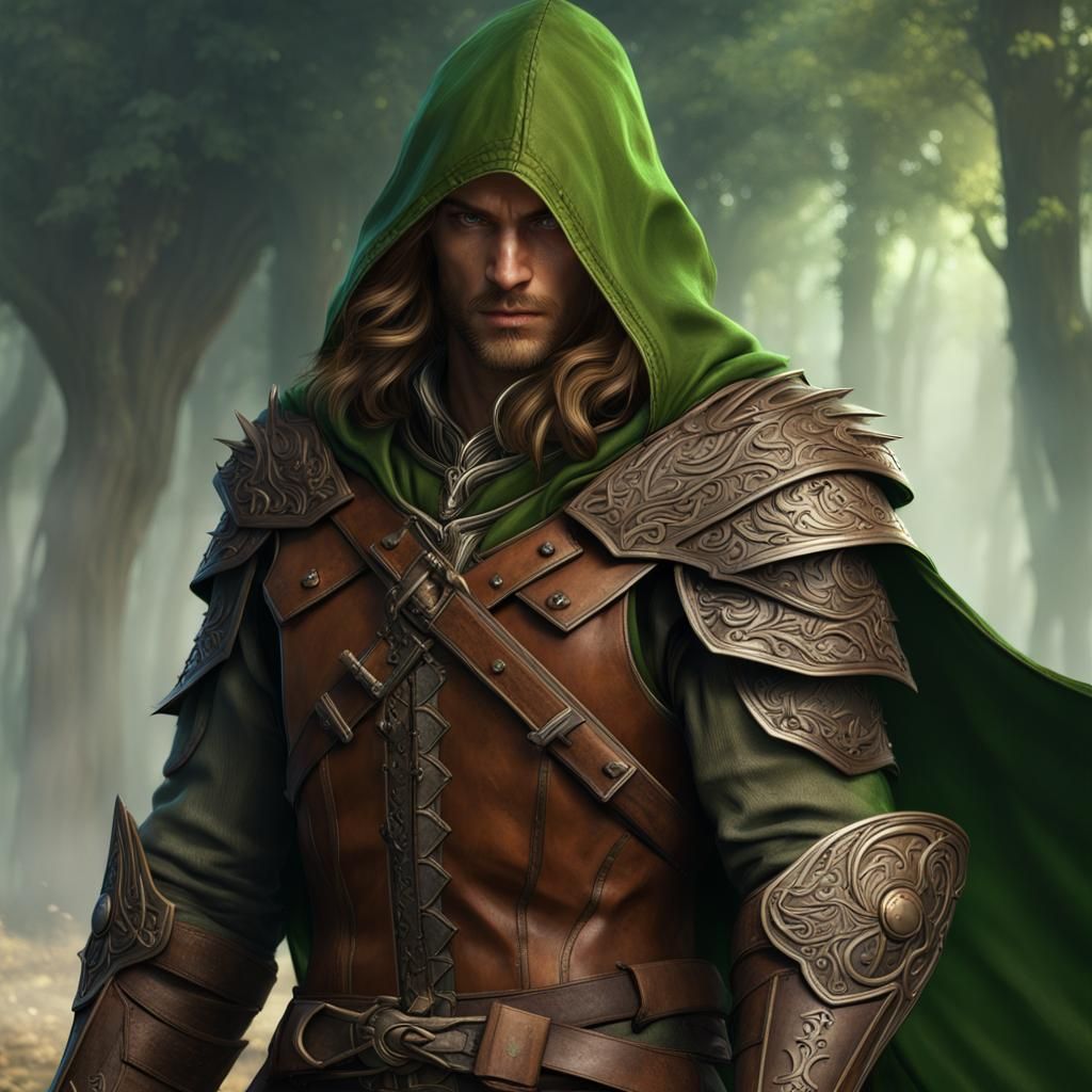 Fantasy Ranger with Bow: Detailed Matte Painting