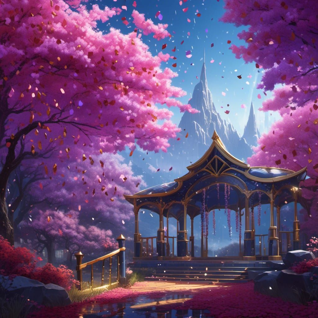 <lora:Glitter and Diamonds:1.0> The wind stirs in the redbud...