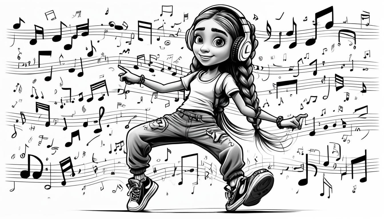 Hip-Hop Rapunzel Caricature with Headphones