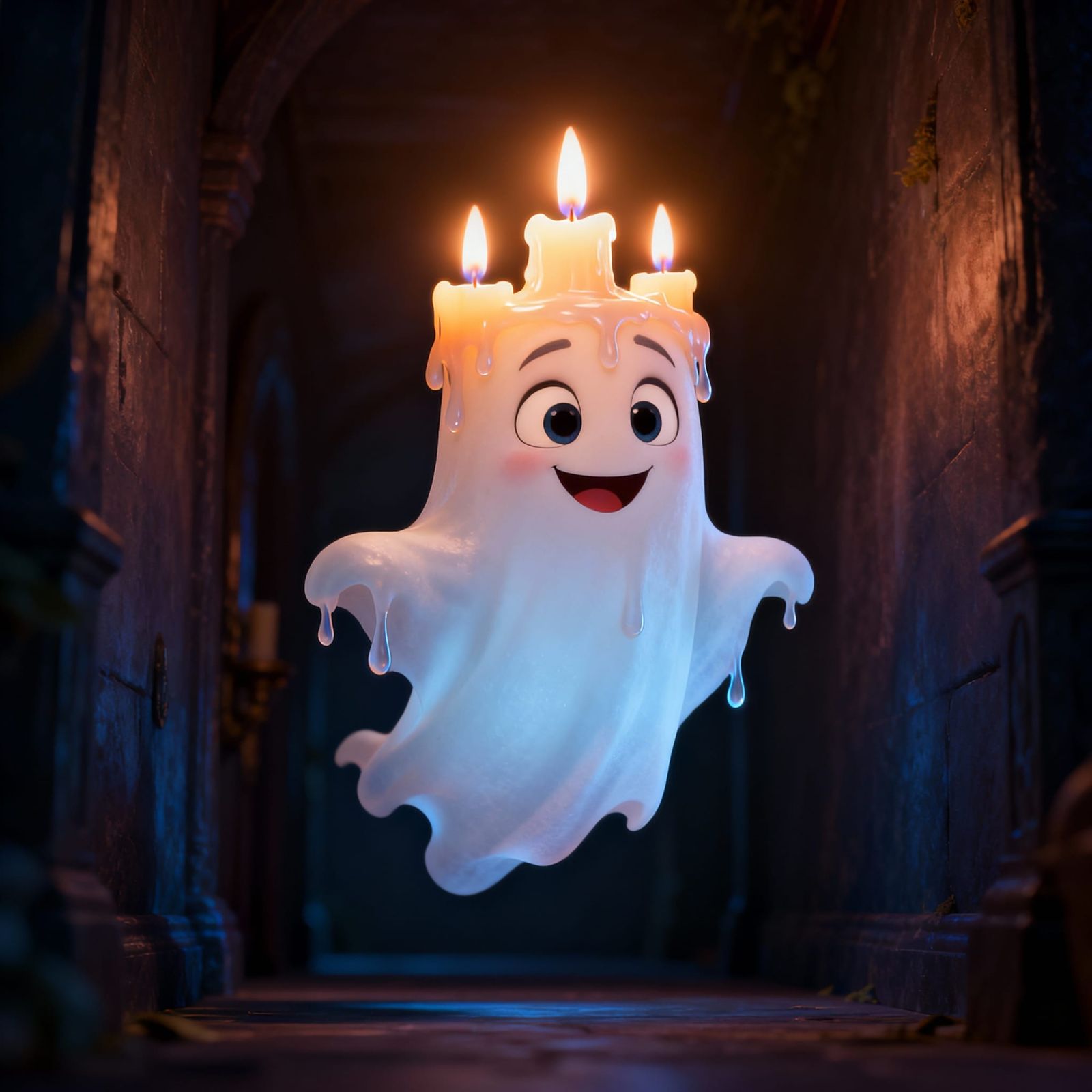 Disney Style Candle Ghost With Big Eyes