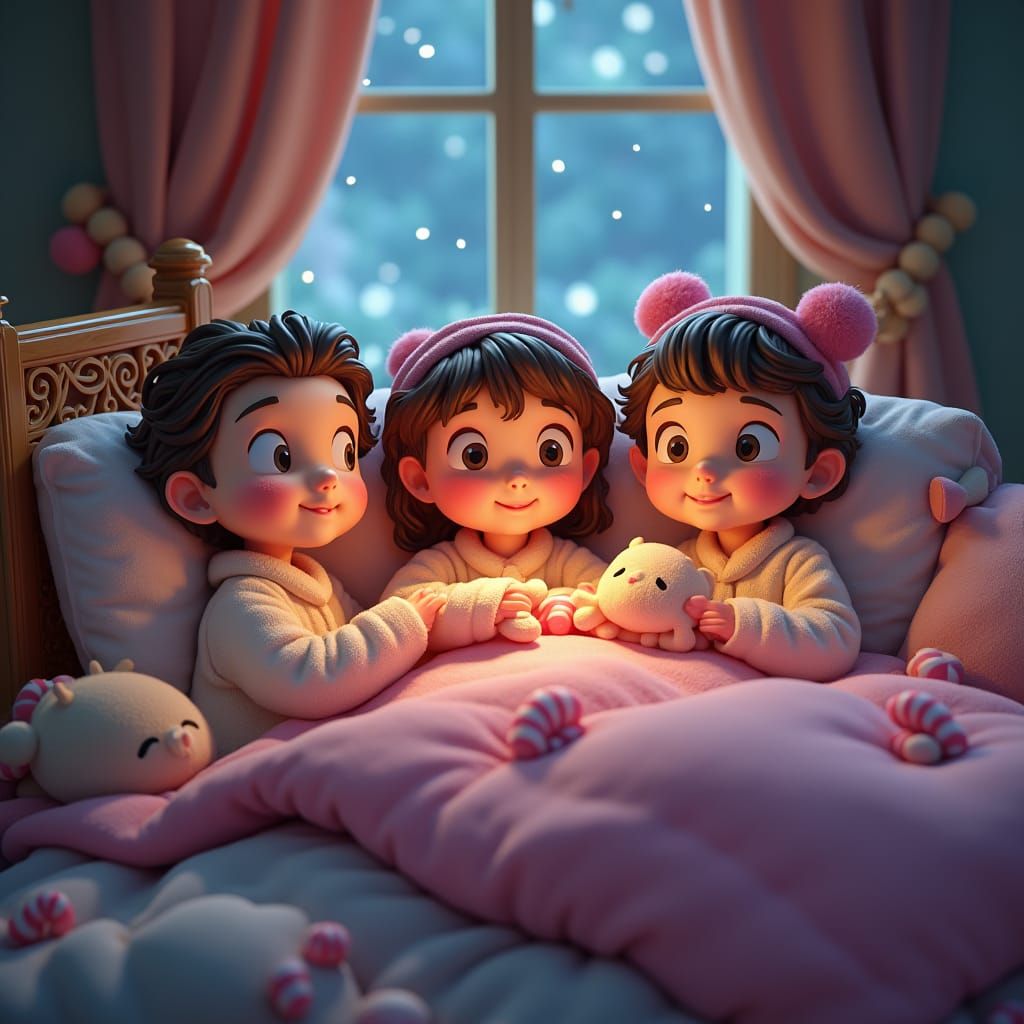Dreamy Children in Cozy Beds, Matte Painting
