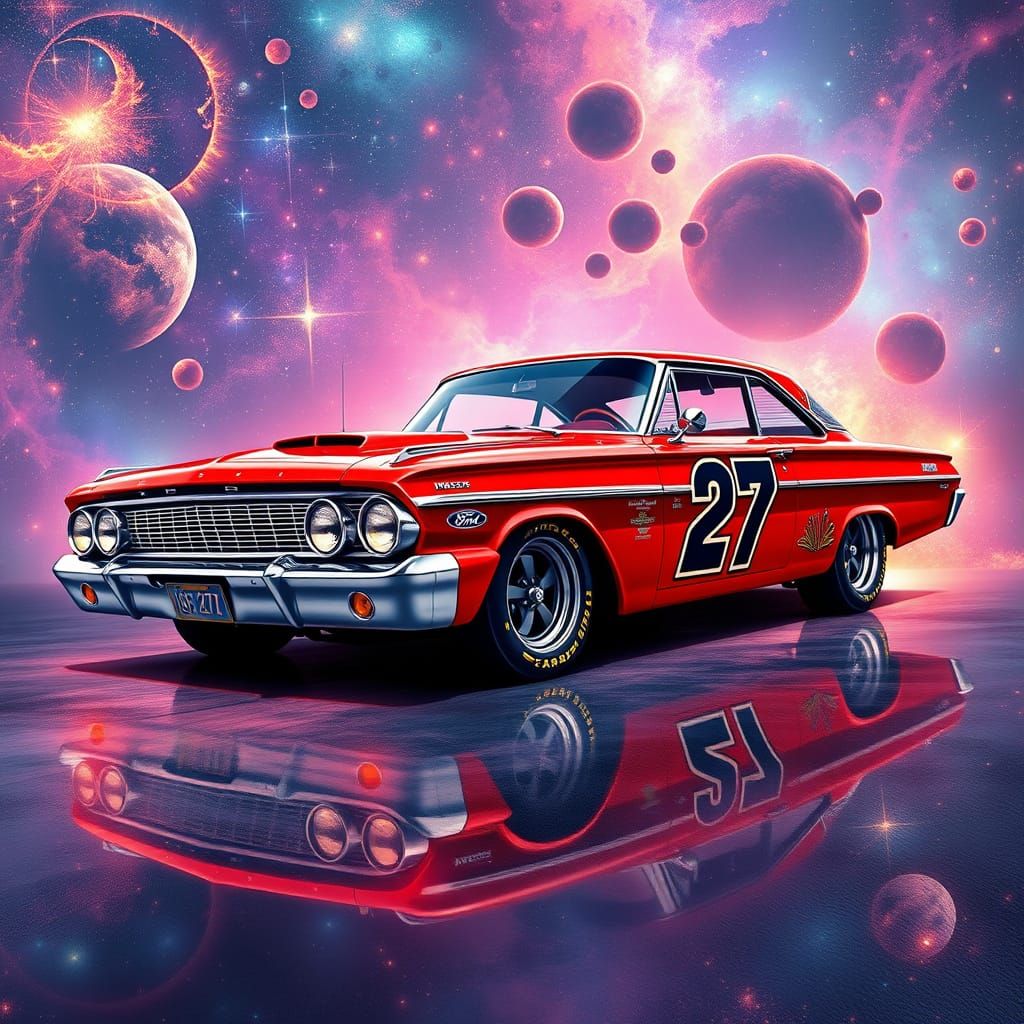 1963 Ford Galaxy NASCAR Cosmic Illustration
