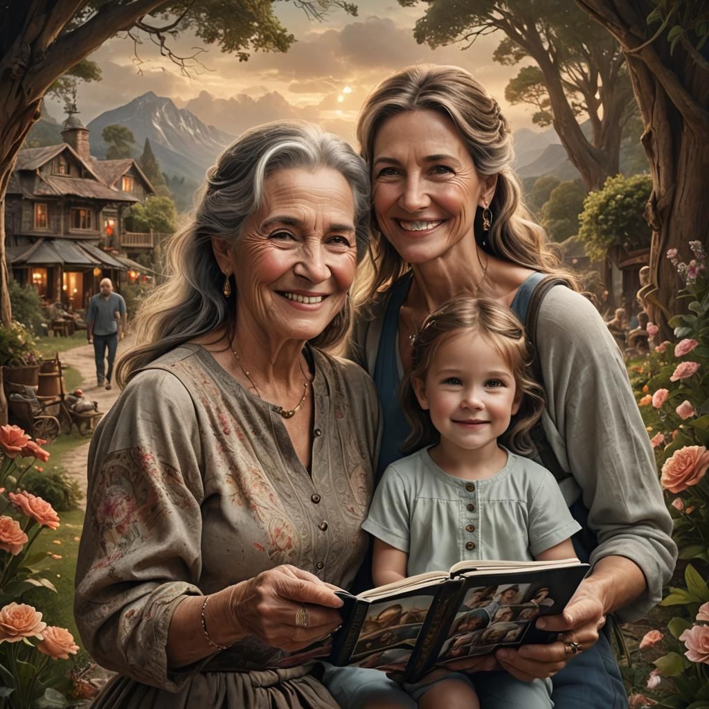 Family Photo Album: A Cinematic Digital Painting