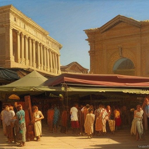 Roman Market Grand Entrance, Oil Painting