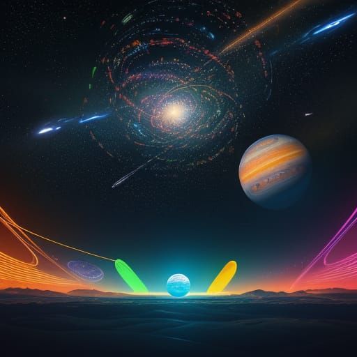 Dyson-Spiral Habitat Orbits Star in Neon Glow