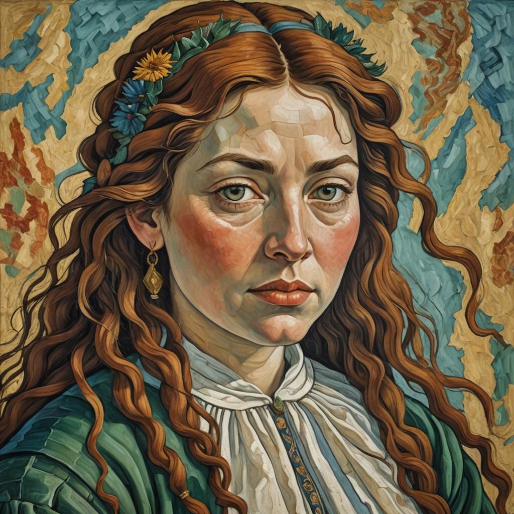 Dwarf Woman Portrait in Botticelli Style