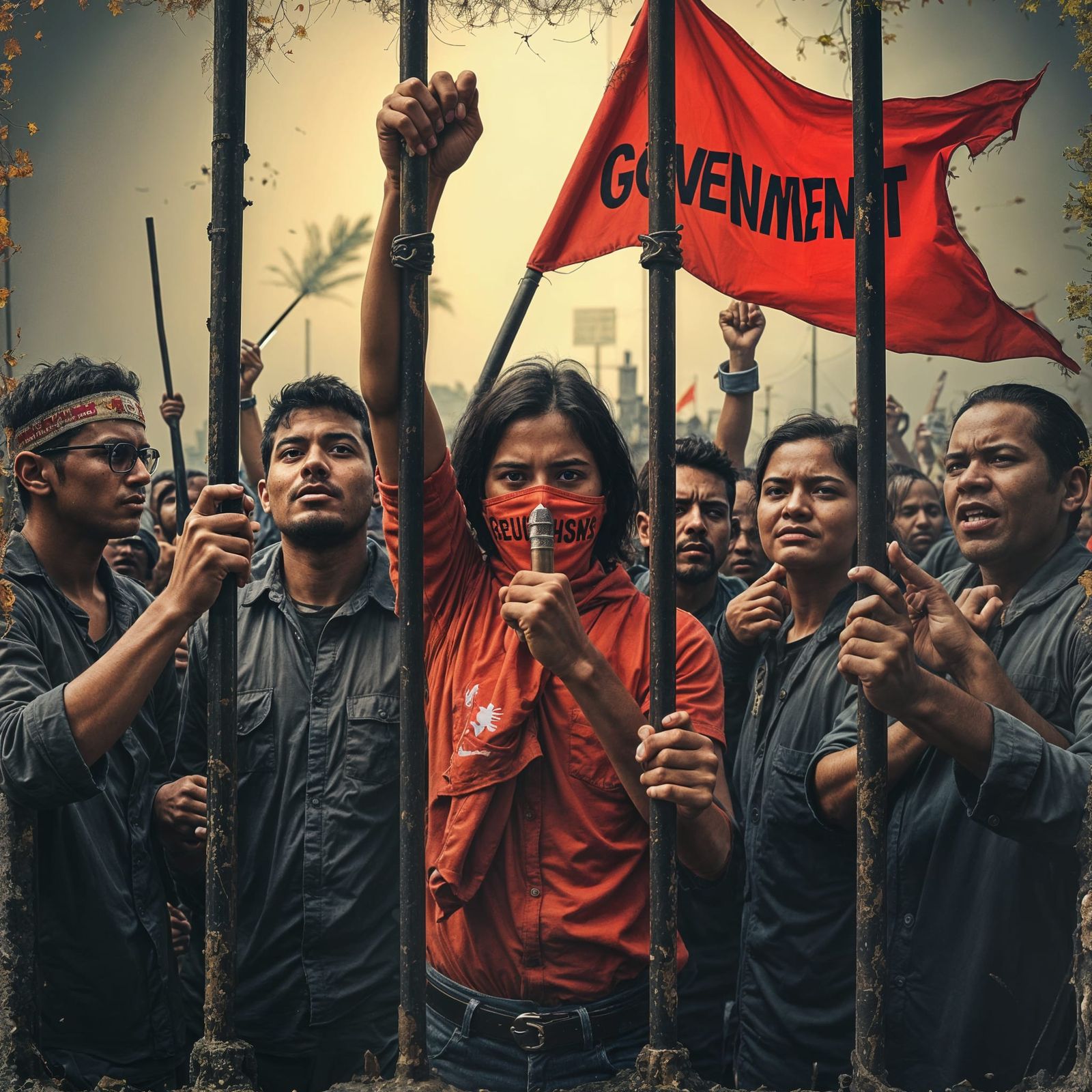 Breaking Free: A Symbolic Struggle for Truth and Expression