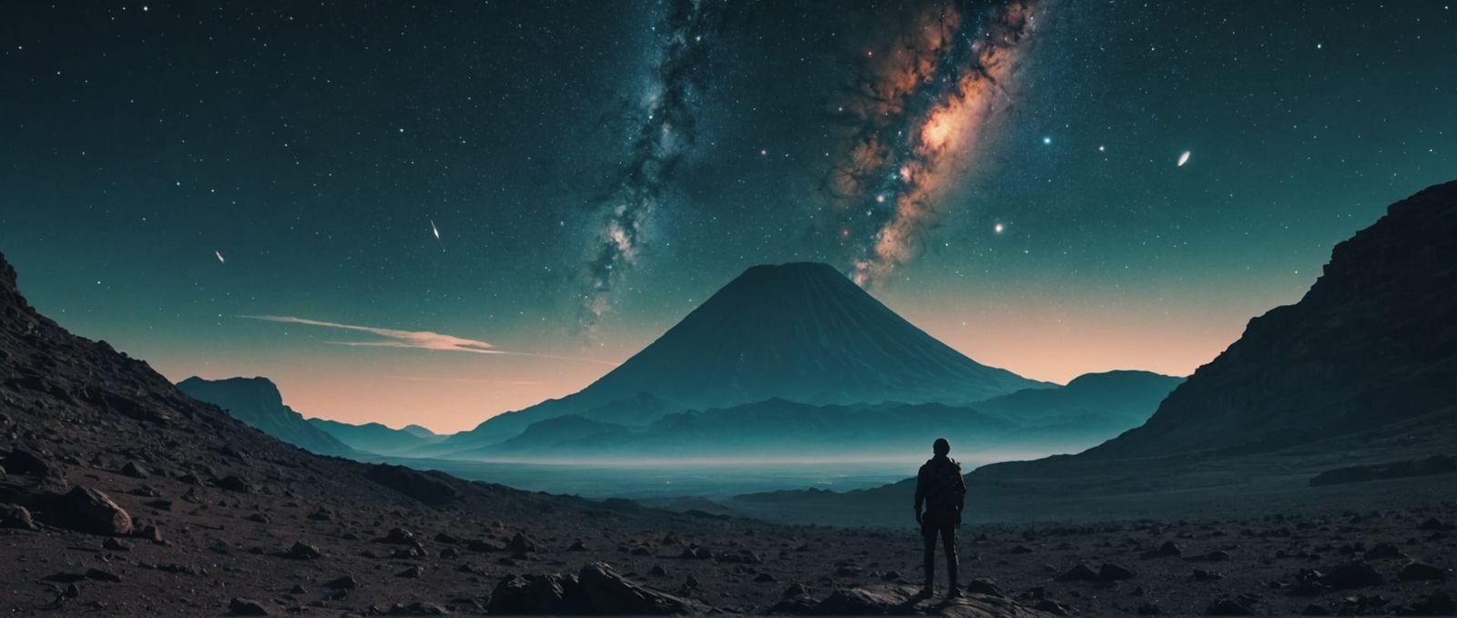 Dramatic Galaxy Rise on Alien World: Cinematic Film