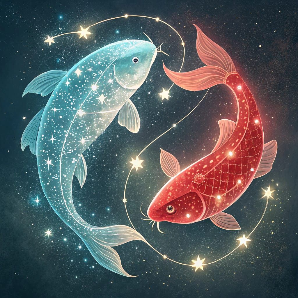 Celestial Zodiac Sign of Two Fish in Harmony