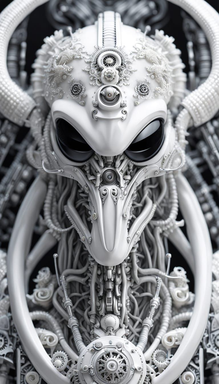 Steampunk Xenomorph Portrait with Clockwork Details