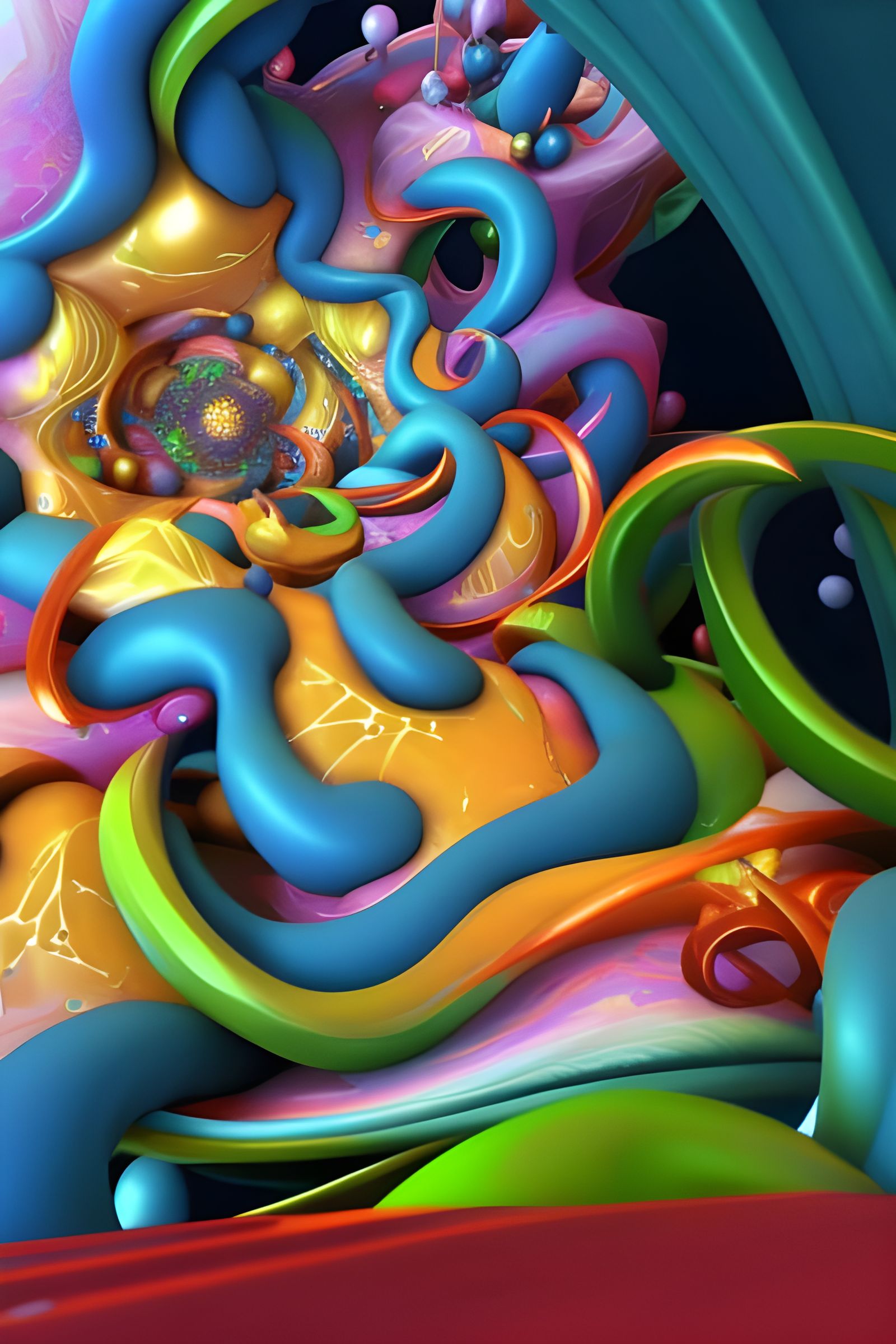 Intricate Geometric Abstract: Hyperrealistic Polychromatic A...