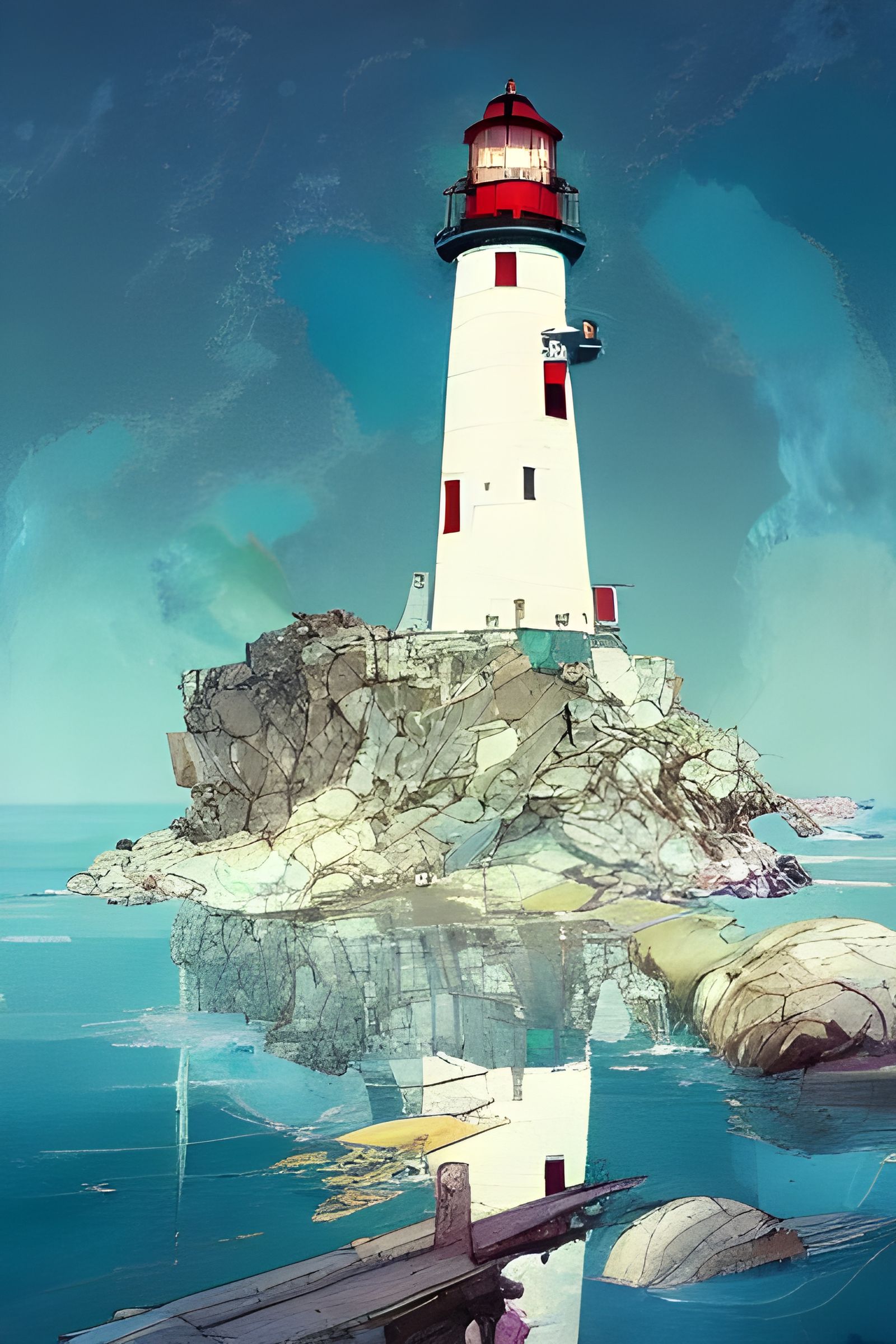 Lighthouse Illustration in Studio Ghibli Style