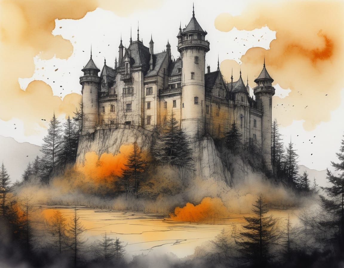 close up portrait, neurographic Ink, watercolour, alcohol Ink, Richard Burlet impressionist style, detailed colored ink ...