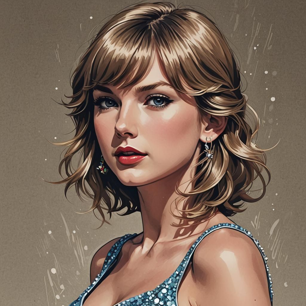 Taylor Swift Anime Portrait in Cel-Shaded Style