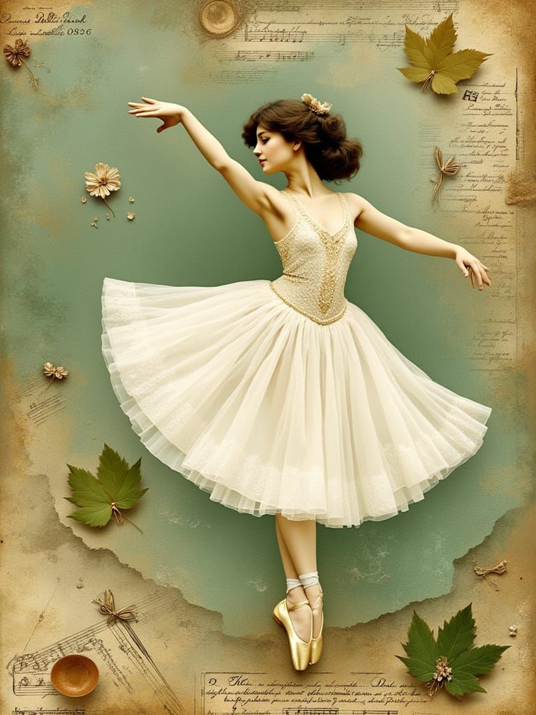 Ethereal Ballet Dancer in a Vintage Collage