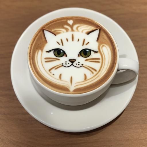 Intricate Beige Cat Latte Art Design