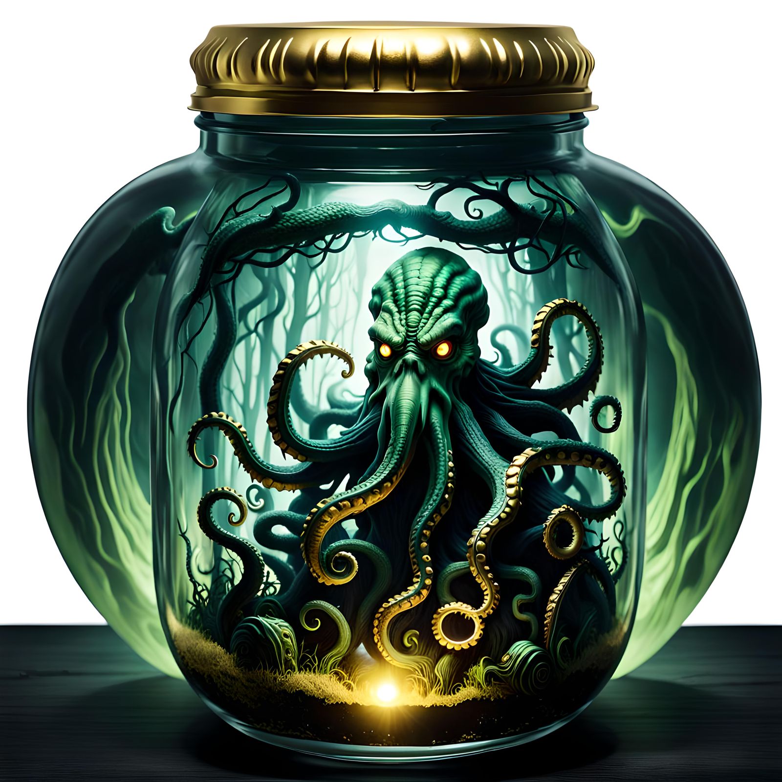 Unleashing Terror: Wicked Eldritch Horrors Bound Inside a Gold-Lidded Glass Jar