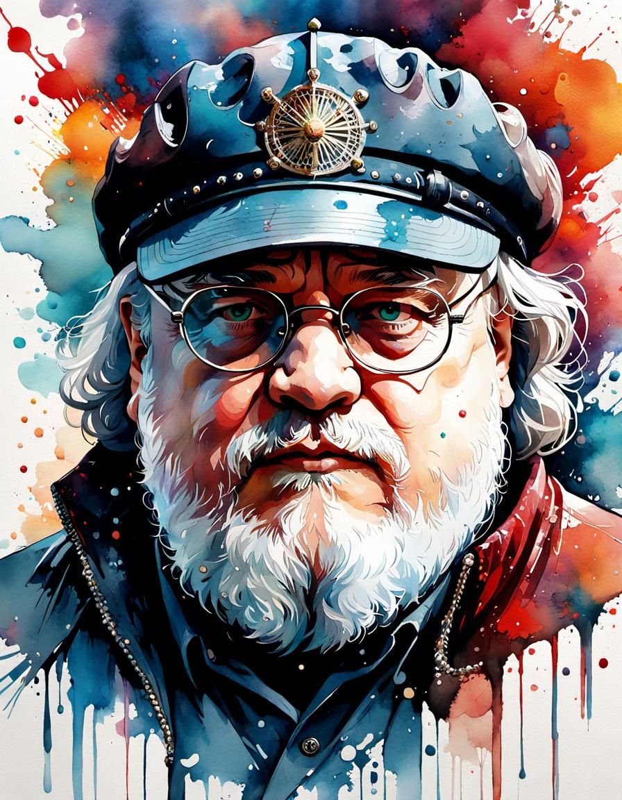 Detailed Watercolor Manga Portrait with Calligraphy