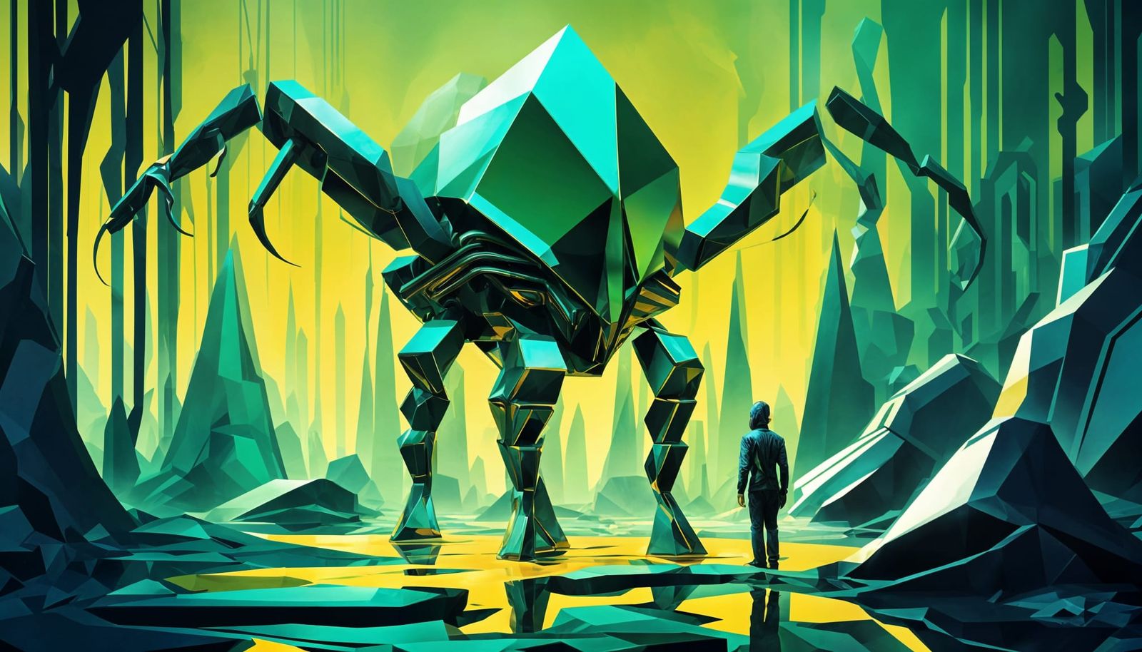 Surrealistic Alien Encounter in Johfra Bosschart Style