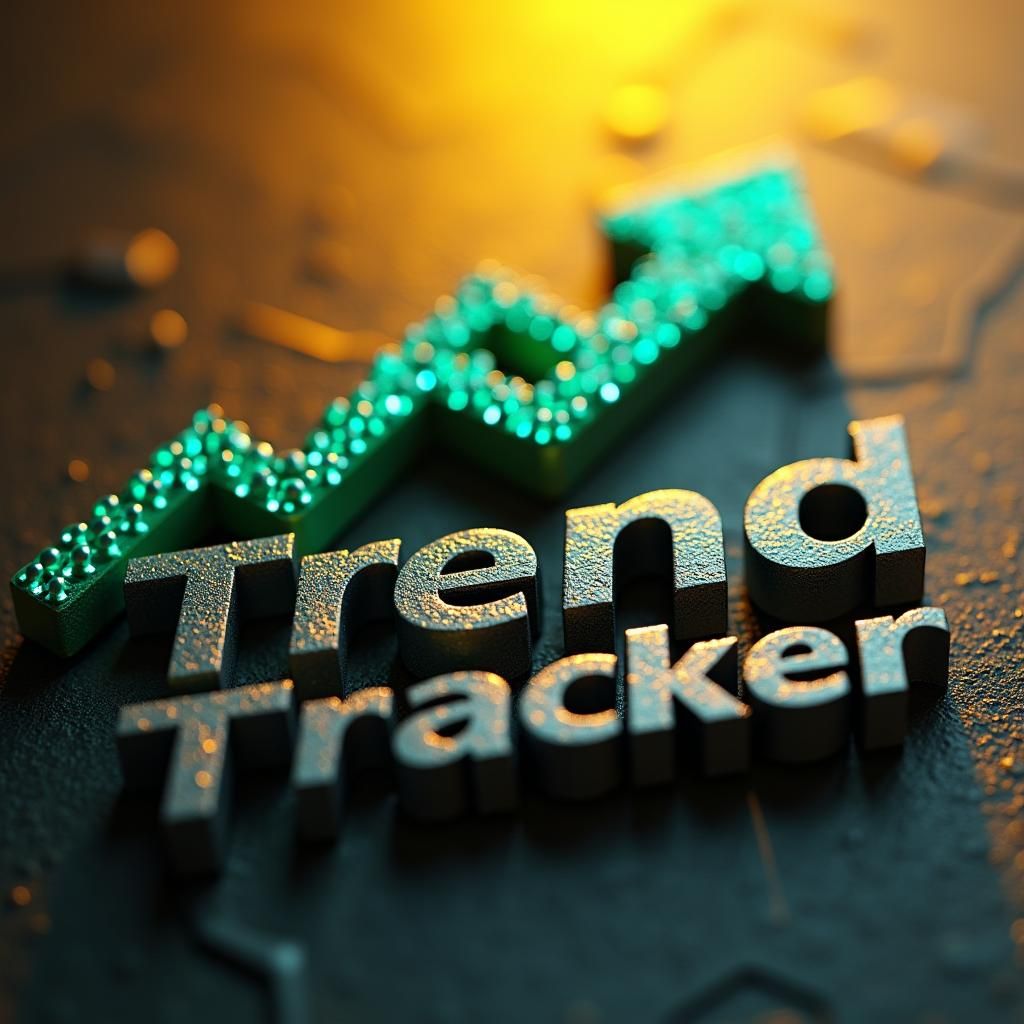 Metallic Trend Tracker Logo with Glowing Circuits
