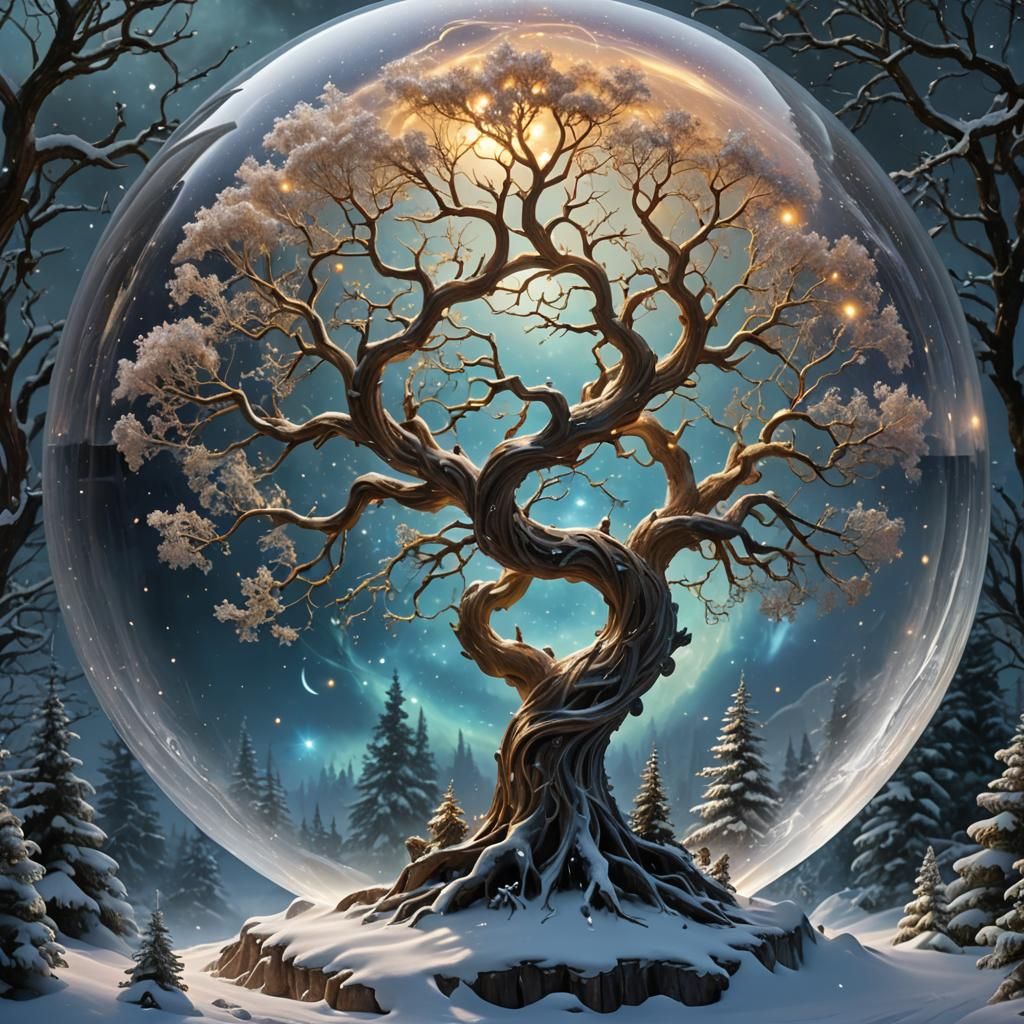 Snowglobe Nebula: Hyperrealistic Celestial Dreamscape