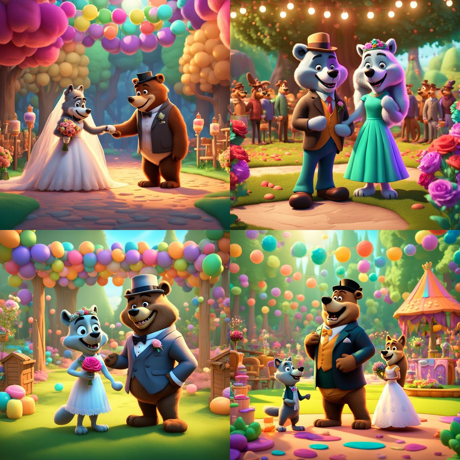 Yogi Bear and Hokey Wolf Wedding in Jellystone