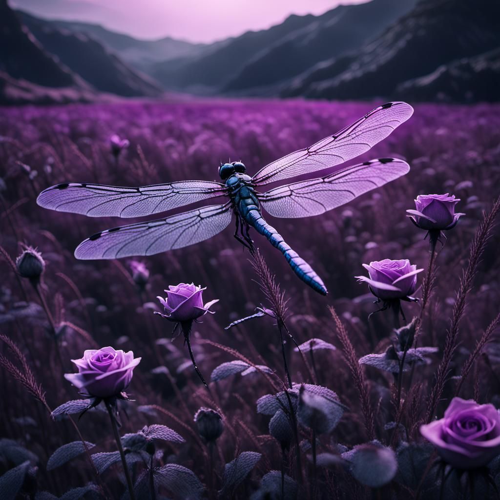 Surreal Dragonfly Fairy in Alien Landscape
