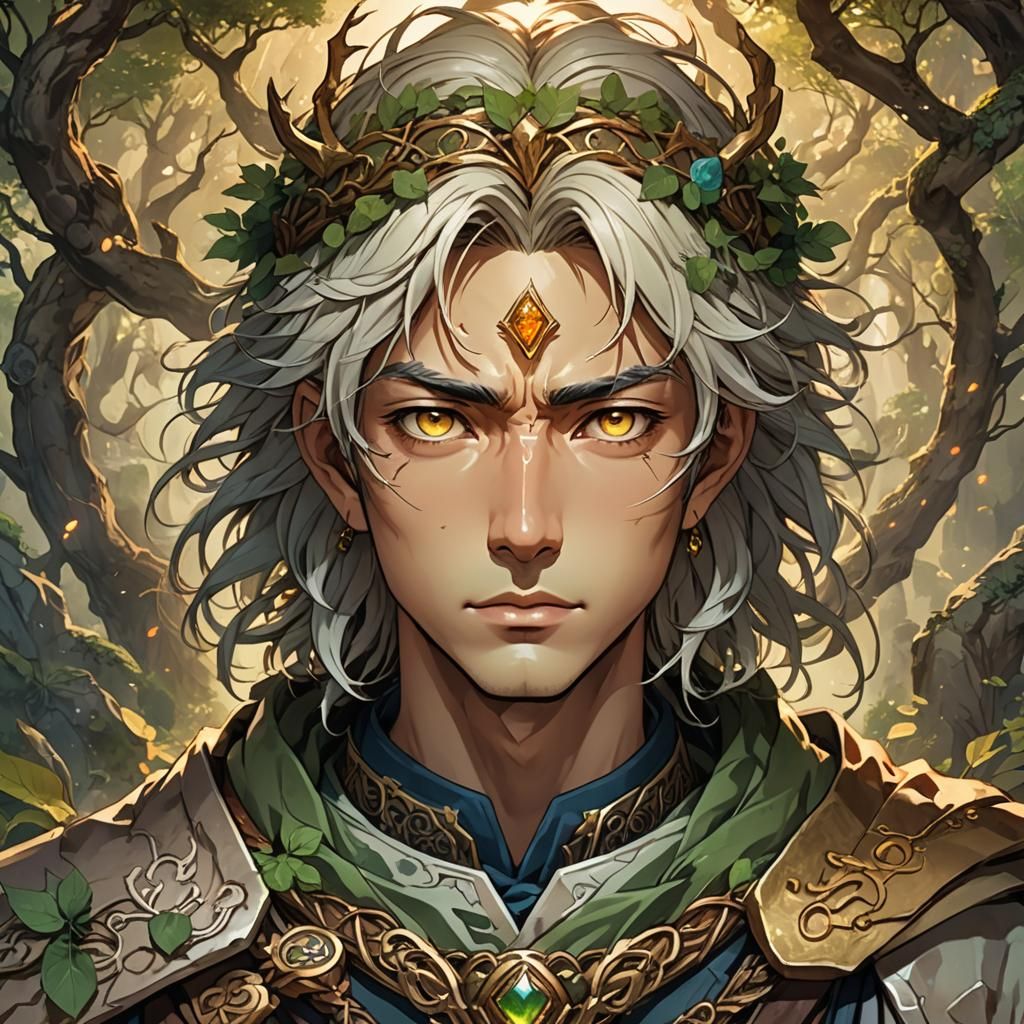 Manga Earth King Portrait with Glowing Runes