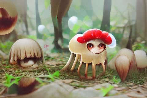 Adorable Mushroom Creature Illustration