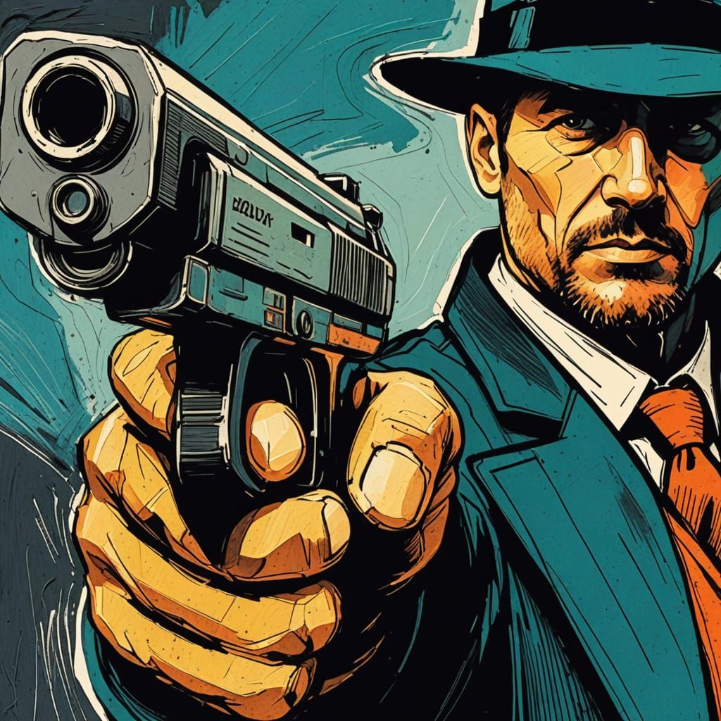 Rough Art Noir Detective Sketch